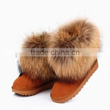 2015 Best quality raccoon fur cuff fur shoes / fur boots