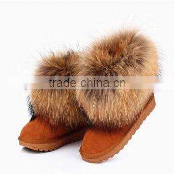 2015 Best Quality Raccoon Fur Cuff Fur Shoes / Fur Boots