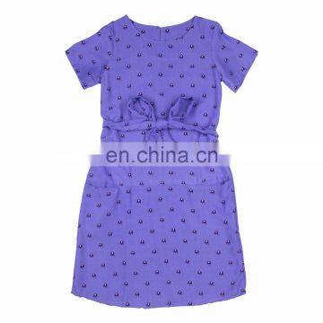 Lofbaz Girls Elephants Printed Rayon Casual Violet Cute Dresses