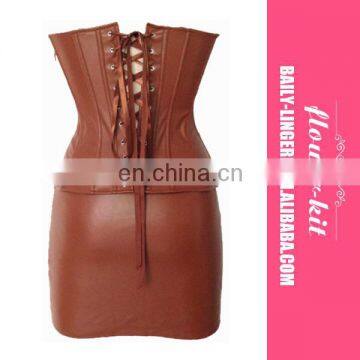 Macture Women Sexy Leather Rivet Corset Dress photo-2
