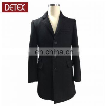 Winter Knitted Men Black Wool Long Coat