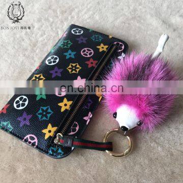 New Design Hedgehog Key Buckle Cute Style Mink Fur Keychain Hot Sale Hedgehog Shape Keyring