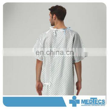 Color-Printed Floral Flame Retardant Hospital Night Dress Patient Gown photo-3