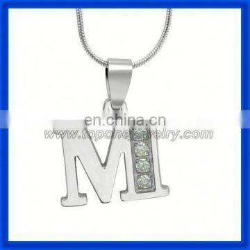 Made in China supplier stainless steel fancy alphabet pendants m pendants