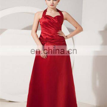 Sexy Halter Sleeveless Evening Gowns Backless Floor Length Zipper Ruched Mother Of The Bride Dress