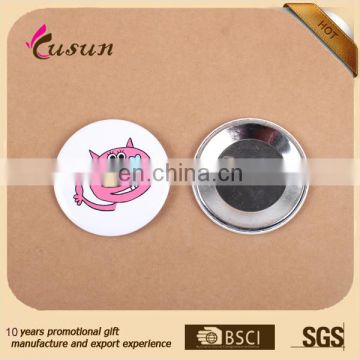 2015 China manufacturer custom promotional gifts color printing custom round tin button badge