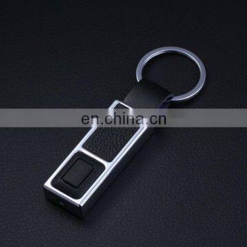 HOT SALE DESIGN YOUR LOGO METAL LED LEATHER KEY CHAIN