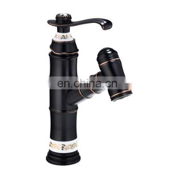 Bathroom pull down Streatchable basin faucet brass matte black pull out  basin mixer tap