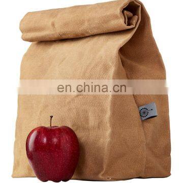 Plastic-Free Brown Lunch Bag, Waxed Canvas Durable bag for Men Women and Kids