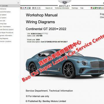 Bentley Bentayga FlyingSpur Continental Mulsanne Workshop Service Manual Wiring Diagram