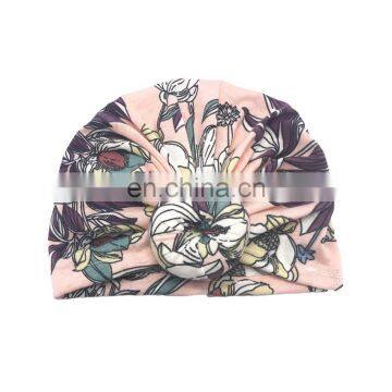 Baby Infant Flower Prints Donut Turban Hat Bowknot Beanie Hats Turban Bun Knot Baby Infant Beanie Baby Girl