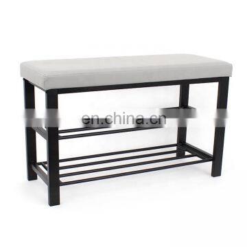 Customized Multi Design Storage Metal Shoe Rack Half-PU Foldable Storage Chair Saving Place in Doorway photo-6