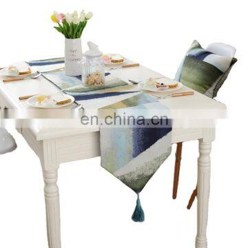 Jacquard Dining Table Runner Colorful Painting Runners Table Cloth With Tassels Home Decor Embroidered Table Runners tafelloper