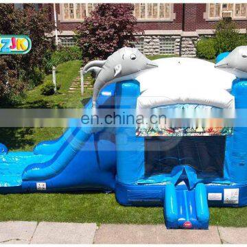 Commercial Dolphin Inflatable Bouncer Bouncy Jumping Castle Bounce House With Water Slide