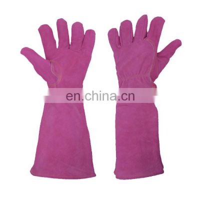 HDD in stock manufacturer purple long cuff lanscaper work puncture resistant work safety protective gardening leather gloves