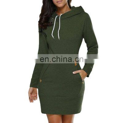 Manufacturer wholesale hooded long sleeve casual fashion women's sports pullover dress custom LOGO