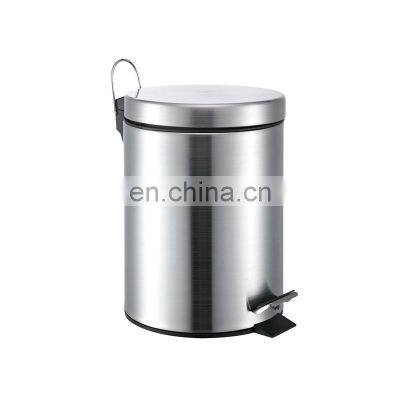 Popular household  home hotel pedal trash bin soft closed stainless steel waste can