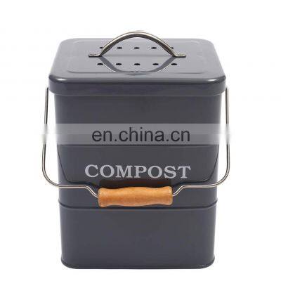 6.2 Liters Kitchen Trash Can With Lid Cat Food Storage Tank Metal Kitchen Compost Bin photo-3