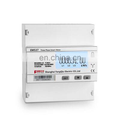 Direct metering up to 65A three phase electric din rail energy meter