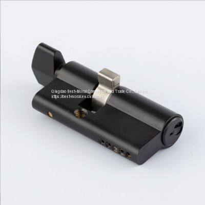 Gun Black Color Diamond and Rhombus Shaped Thumbturn Single Open Euro Profile Brass Lock Cylinder photo-3