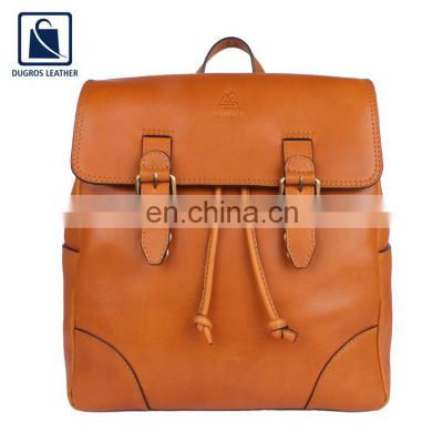 Latest Designer Custom Brand Accurate Shoulder Strap Buff Antique Fittings Genuine Leather Back Pack for Global Buyers