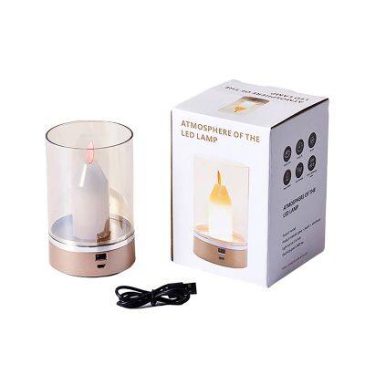 Warm white Candle Shaped Night Light Touch Control white USB romantic Home Light candle led strip light for room