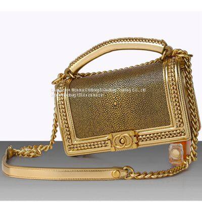 Light Luxury Women's Bag Pearl Fish Chain Bag Leather Devil Fish Gold 2022 New One-Shoulder Messenger Bag