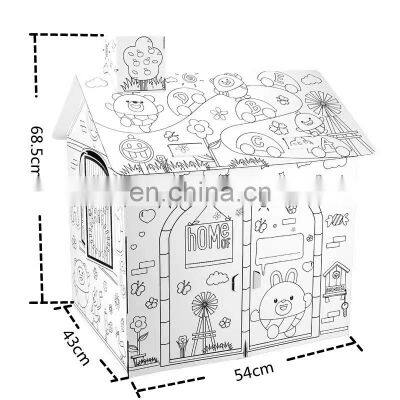 OEM Creative Kids Painting Graffiti Toy Large Paper Children DIY Drawing Doodle Doll Kids House 3D Painted Cardboard House photo-2