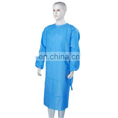 Disposable Blue Non Sterile Protection Clothing Non Woven Elastic and Knitted Cuffs Medical Isolation Gown photo-5