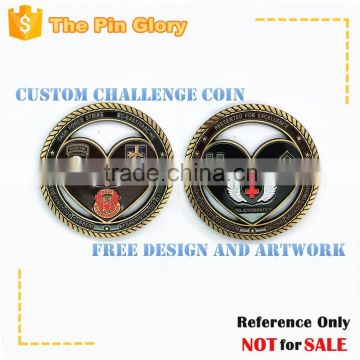 heart shaped coin cutout custom challenge coin cut out coin hollow coin