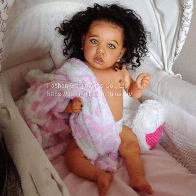 22-inch Black Skin Tone Doll Saskia Cute Baby Cross-border E-commerce Foreign Trade Sources a Piece of Hair photo-4