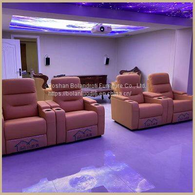 Villa living room leather electric sofa home theater electric multi-functional audio-visual room sofa combination