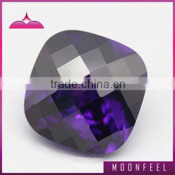 dark purple checkerboard square cut CZ diamond bead