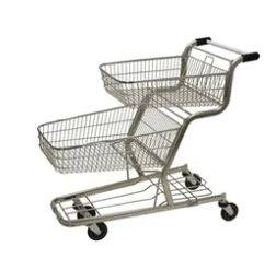 OEM Custom Cold-Rolled Steel Supermarket Shopping Trolley with Elevator Castor Wheels