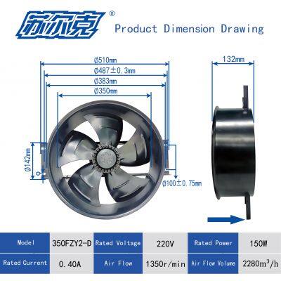 Strong 350FZY2-D Metal Pipe External Rotor AC Exhaust Fan 380V Ball Bearing AC Industrial Cooling Fan 220v 350mm Axial Flow Fan