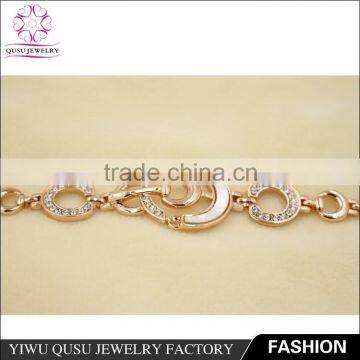 2015 Yiwu New Products Rose Gold Plated Bracelet and White Rhinestones and Fresh Water Shell photo-3