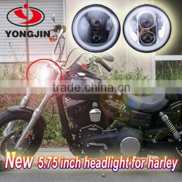 Black Chrome 5.75" Round LED Headlight Daymaker 5-3/4" HID leds Front DRL Lamp For Harley Davidson Motorcycle