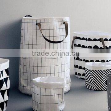 Folding canvas laundry hamper with handle laundry basket toy storage bag