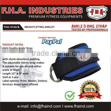 Weightlifting Neoprene Anklet D Ring for Leg Pulling Push up Training Anklet by FHA INDUSTRIES SIALKOT PAKISTAN