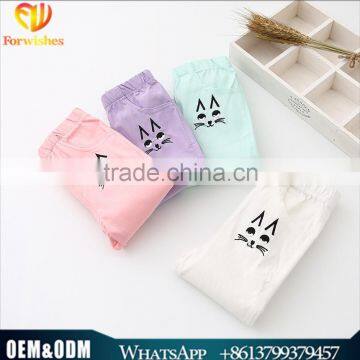 New Cute Baby Girl Clothes 2016 New Summer Girl Cream Color Pants Lovely Little Girl Cats Trousers Pencil Pants