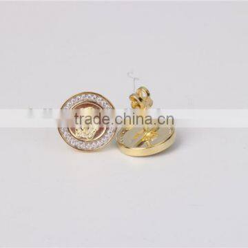 Factory Direct Sale Round Shape Zicon 925 Silver Stud Hip Hop Medusa Earring Jewelry photo-5