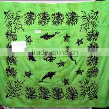 Green Cotton Tapestry Yoga boho art Hippie throw New Arrival Fish Printed Tapestry