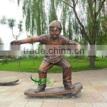 Bronze little sportsman Skateboarding sculpture