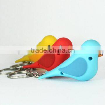 2016 3D Plastic LED Bird Keychains with Sound Novelty Children Toy Keyrings