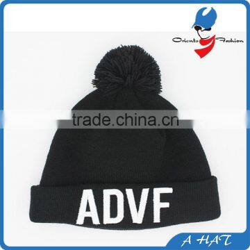 custom made 3d letters embroidery knit beanie