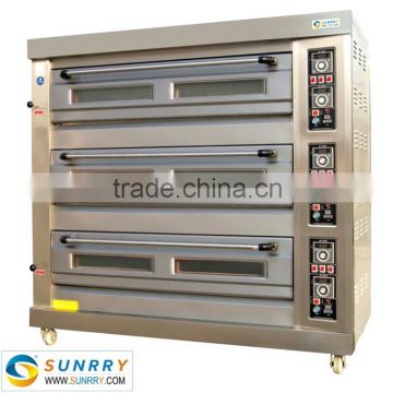 Kitchen equipment stainless steel 3 deck 9 trays commercial portable gas pizza pita bread oven baking for sale