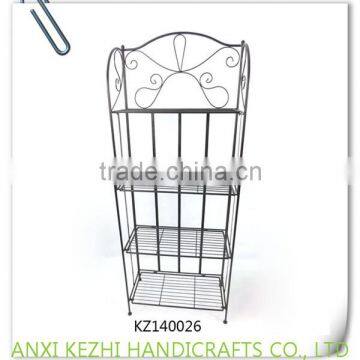 KZ140008 4 Tiers Wrought Iron Indoor Home Supermarket Shelf Metal Vegetable Rack photo-5