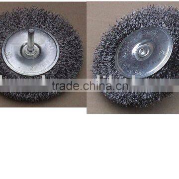 Circular wire brush-crimped wire with shank