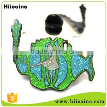 manufacturers china factory enamel metal pin badge with glitter                        
                                                Quality Choice