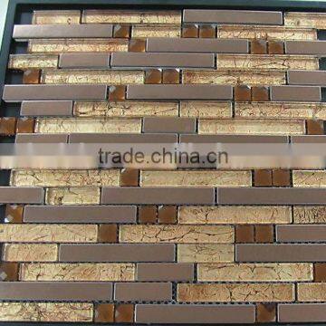 New design strip glass and metal mosaic tile for wall